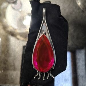 Hot Pink Tourmaline SS Pendant